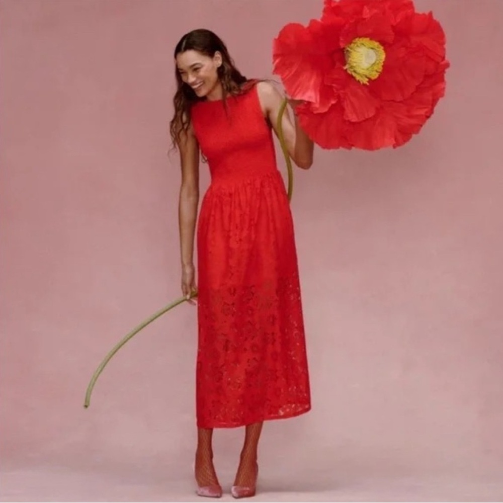Hill House Red Mock Neck Midi Sundress